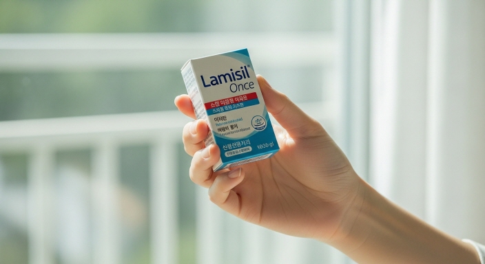 라미실 원스를 들고 있는 손