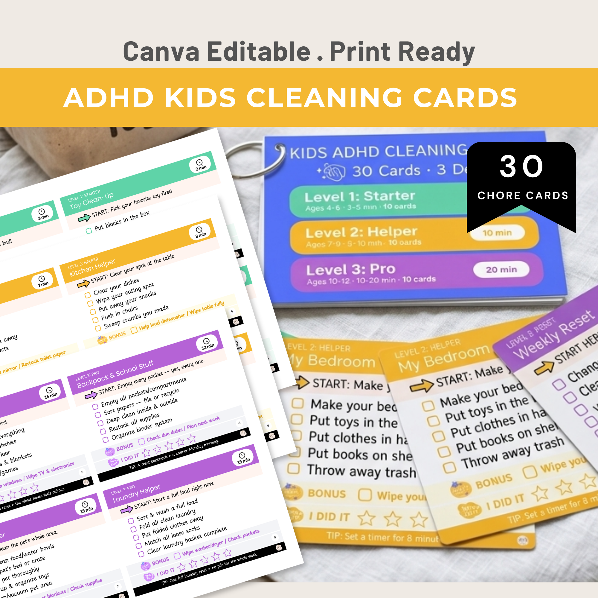 ADHD Kids Cleaning Cards