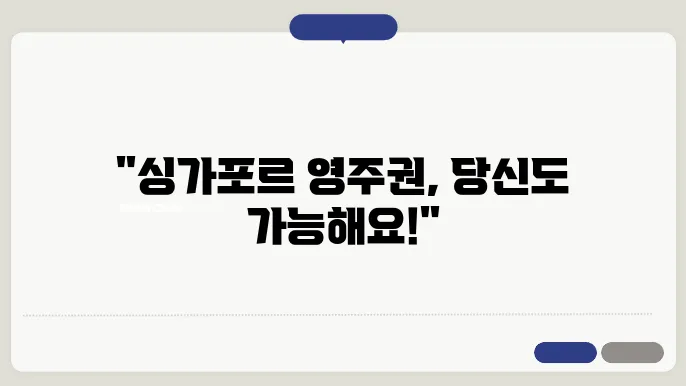 싱가포르 영주권 신청 프로세스