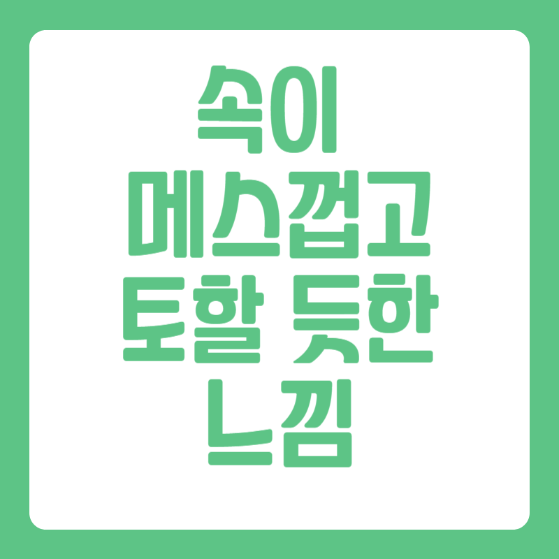 속이 메스껍고 토할 듯한 느낌