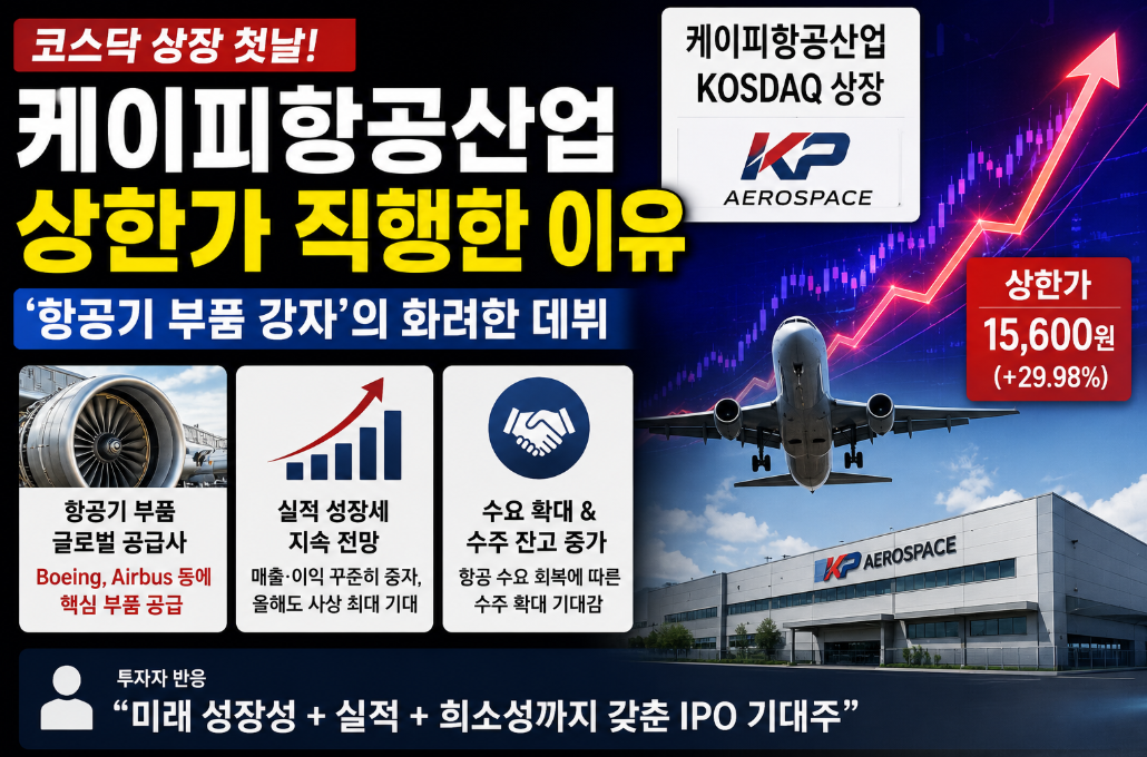 케이피항공산업 코스닥 상장 첫날 상한가 찍은 이유, 3가지로 끝