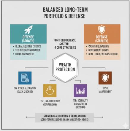 공격과 방어의 균형을 이루는 장기 투자 포트폴리오 구조 이미지