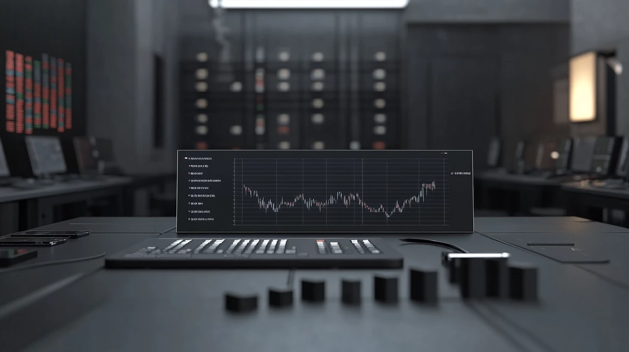 첨단 재무 문화공간에서 S&P500 성과와 다양한 ETF의 세밀한 비교 차트가 표시되어 있으며, 미래적인 조명이 데이터 분석의 정확성을 돋보이게 합니다.