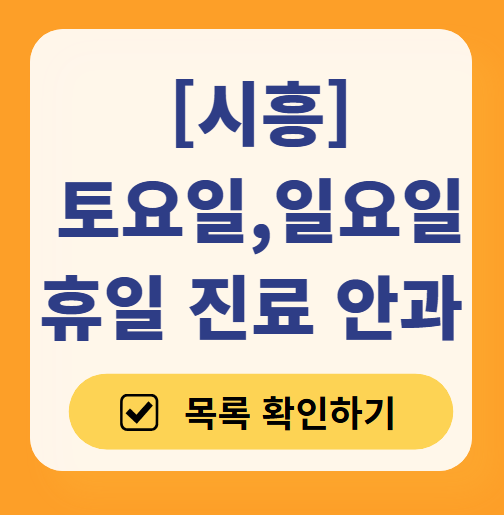 시흥 일요일 문 여는 안과 리스트 ❘ 토요일, 주말, 공휴일 진료 영업 병원 목록 찾기
