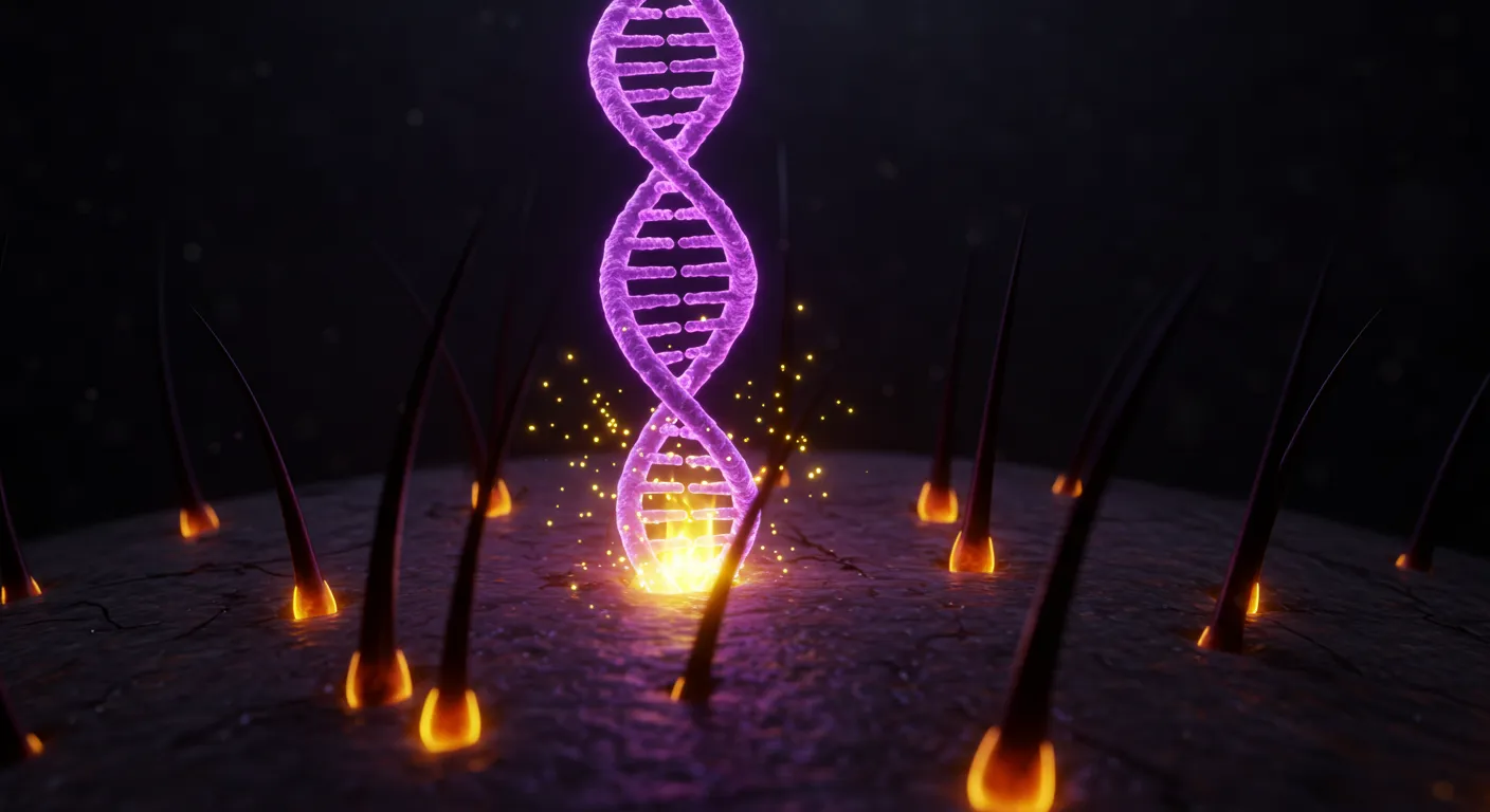 "탈모 치료 신기술 2DR이 잠자는 모낭을 깨워 발모를 촉진하는 모습을 상징하는 컨셉 이미지"