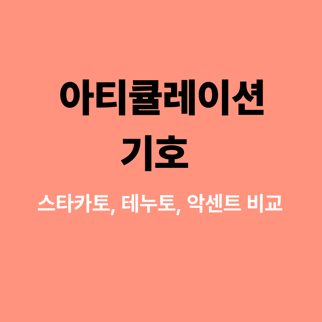 스타카토, 테누토, 악센트 등 아티큘레이션 기호를 비교한 악보 예시