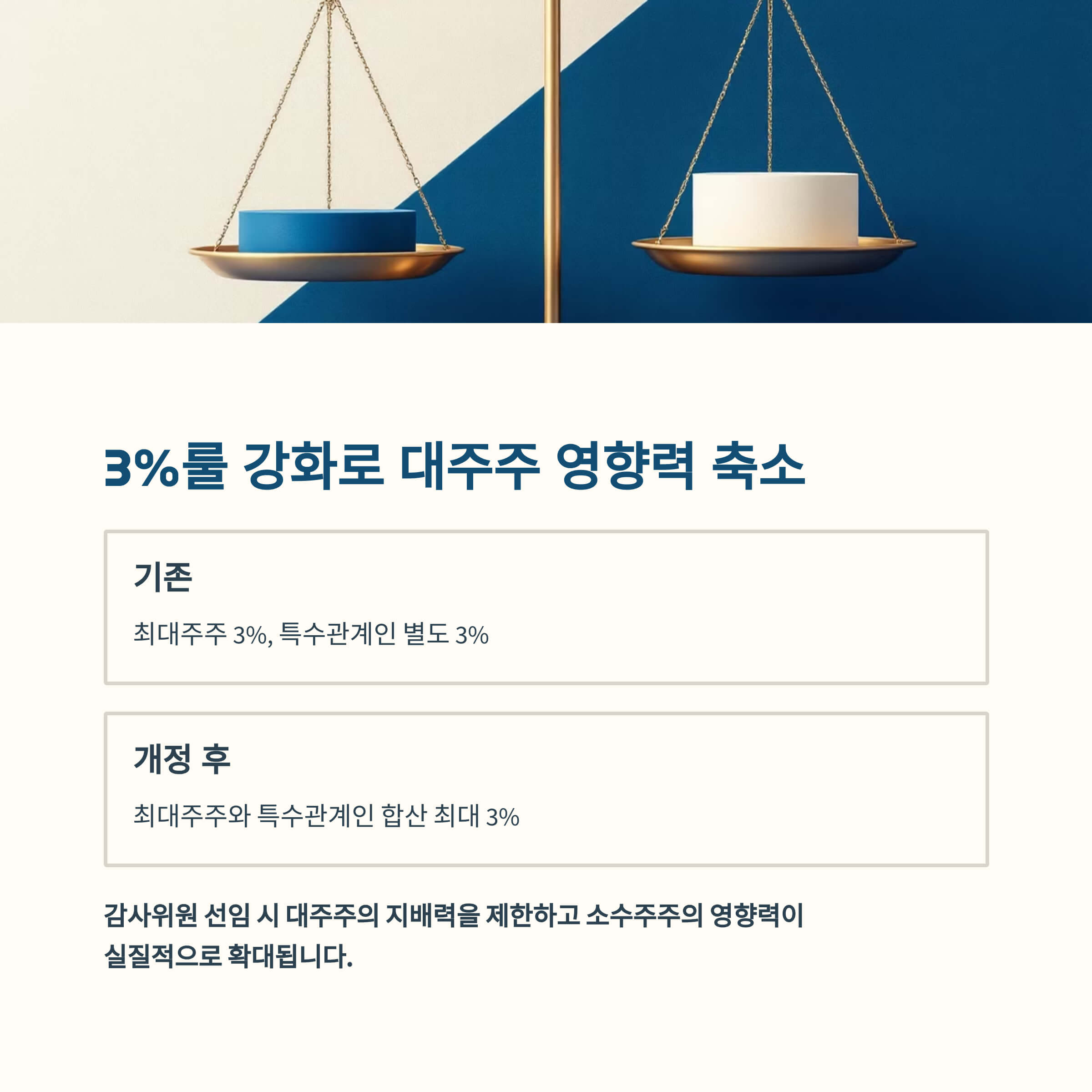 3%룰 강화로 감사위원 선임 시 대주주 영향력 축소