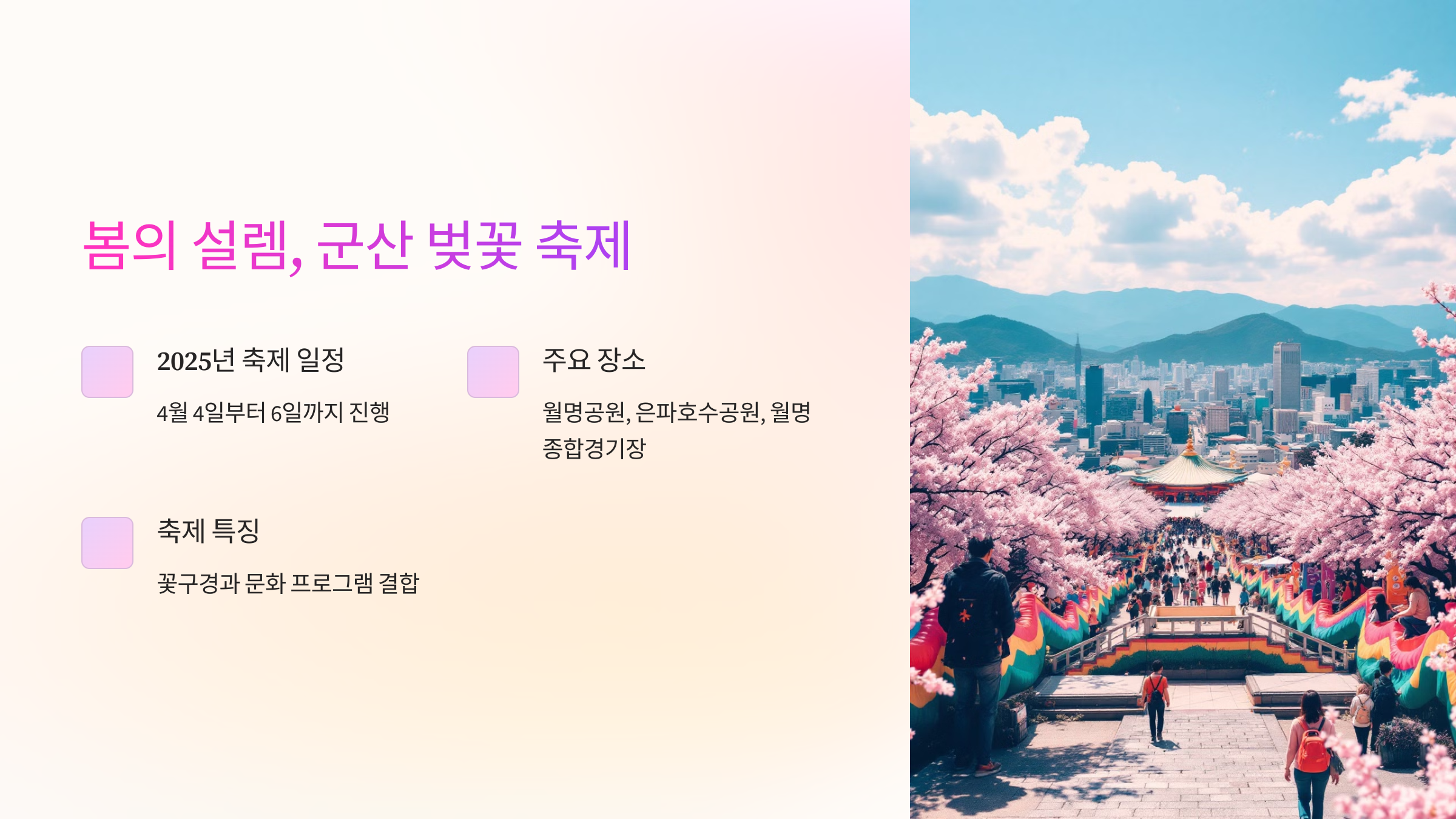 봄의 설렘 군산 벚꽃 축제