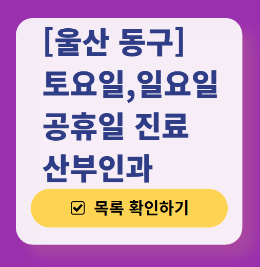 울산 동구 일요일 진료 산부인과 목록 ❘ 토요일 주말 공휴일 야간 문 여는 병원 리스트