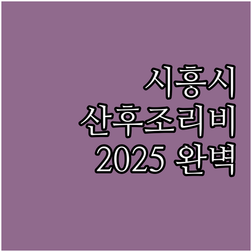 시흥시 산후조리비 지원 완벽 분석 (..
