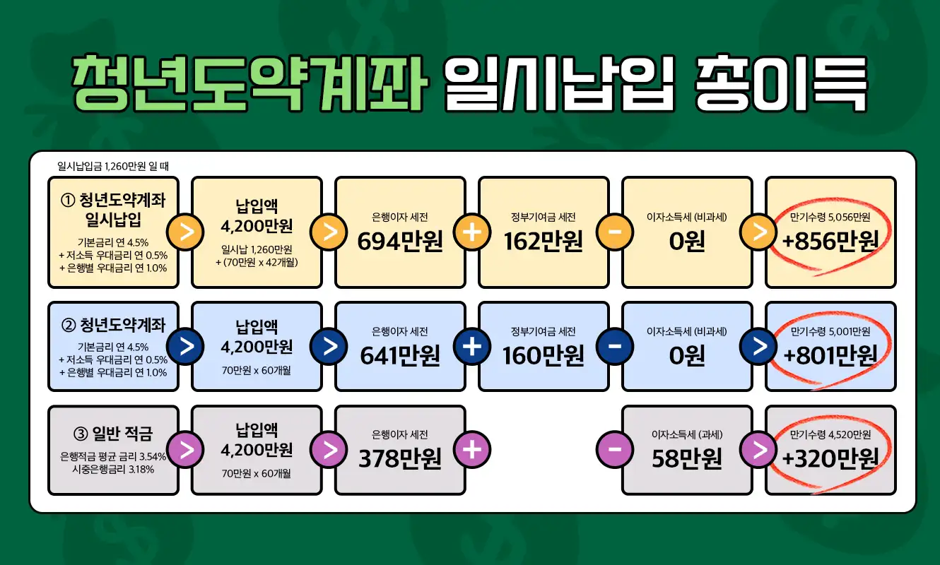 청년도약계좌 일시납입 만기수령금 및 수익금