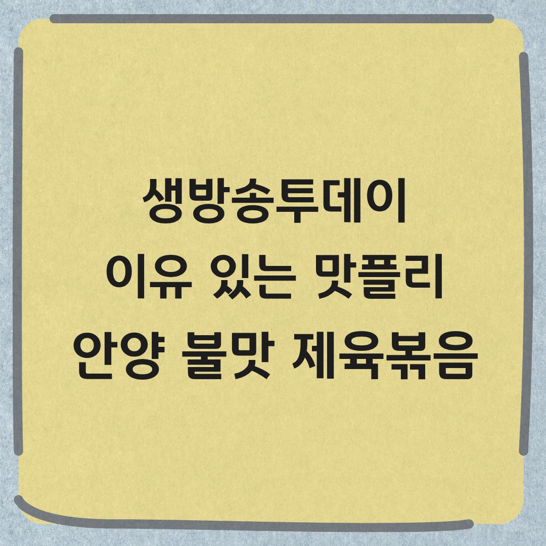 생방송투데이 이유 있는 맛플리 안양 불맛 제육볶음 맛집