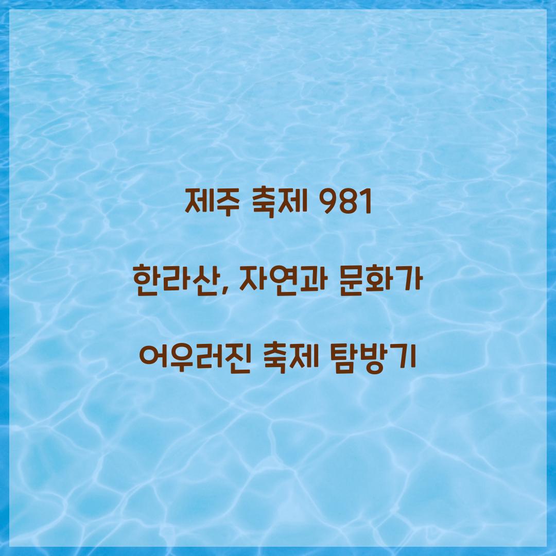 제주 축제 981 한라산