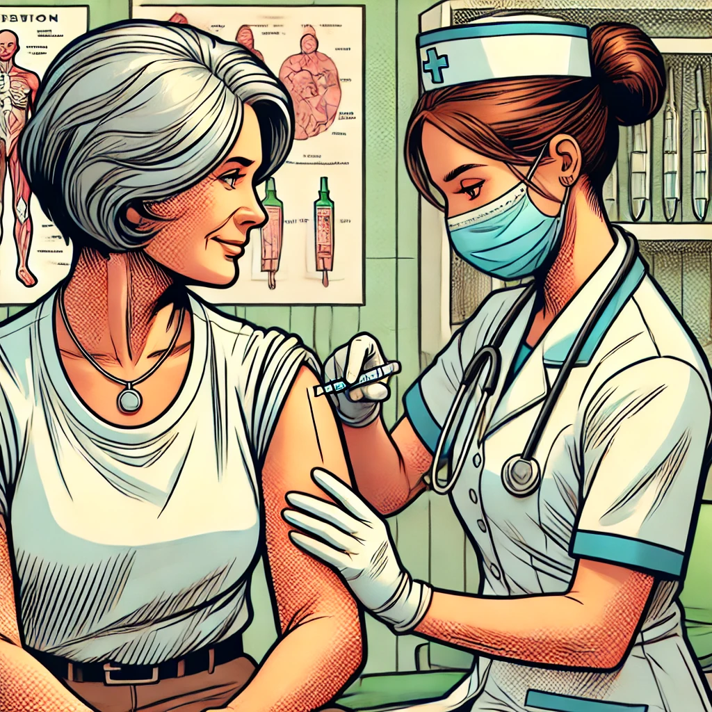 예방접종 주사 맞는 여성