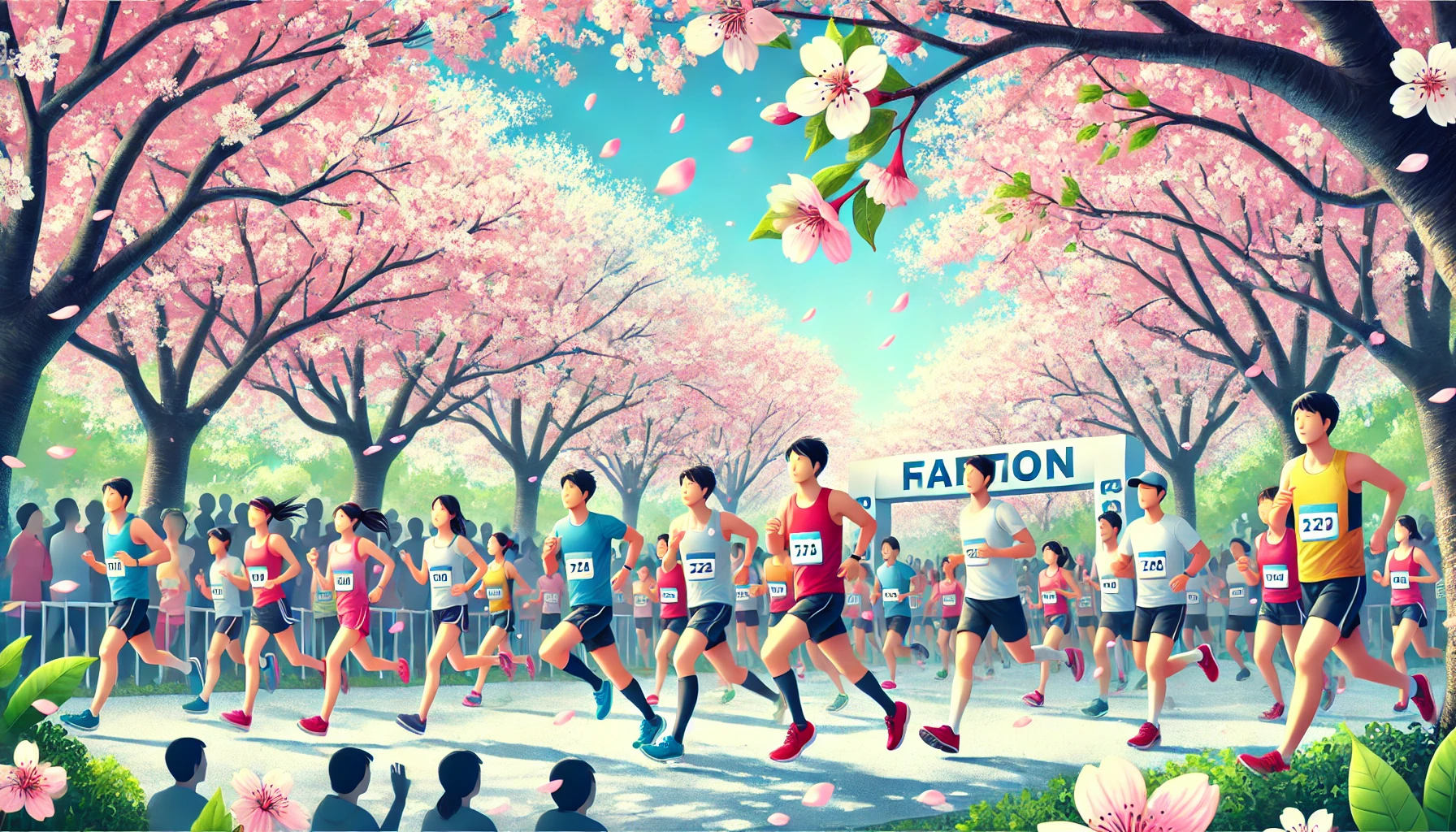 봄철 마라톤 일러스트 이미지