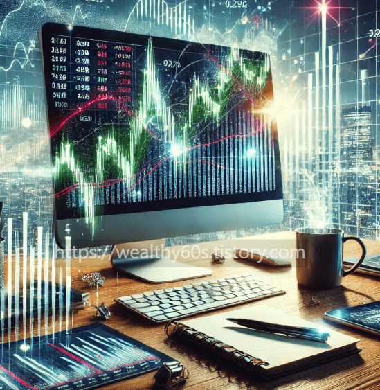 주식투자 컴퓨터 화면이 나온 사진