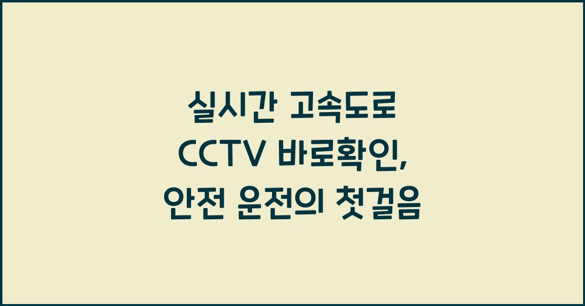 실시간 고속도로 cctv 바로확인