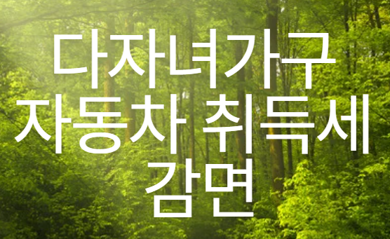 다자녀가구 자동차 취득세 감면