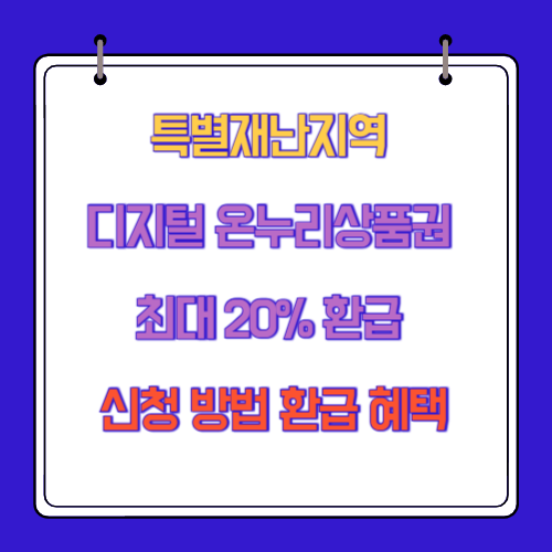 특별재난지역 디지털 온누리상품권 최대 20% 환급 신청 방법 환급 혜택