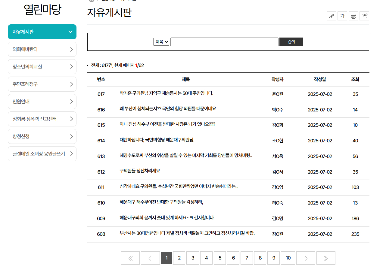 끓어 오르는 부산 시민