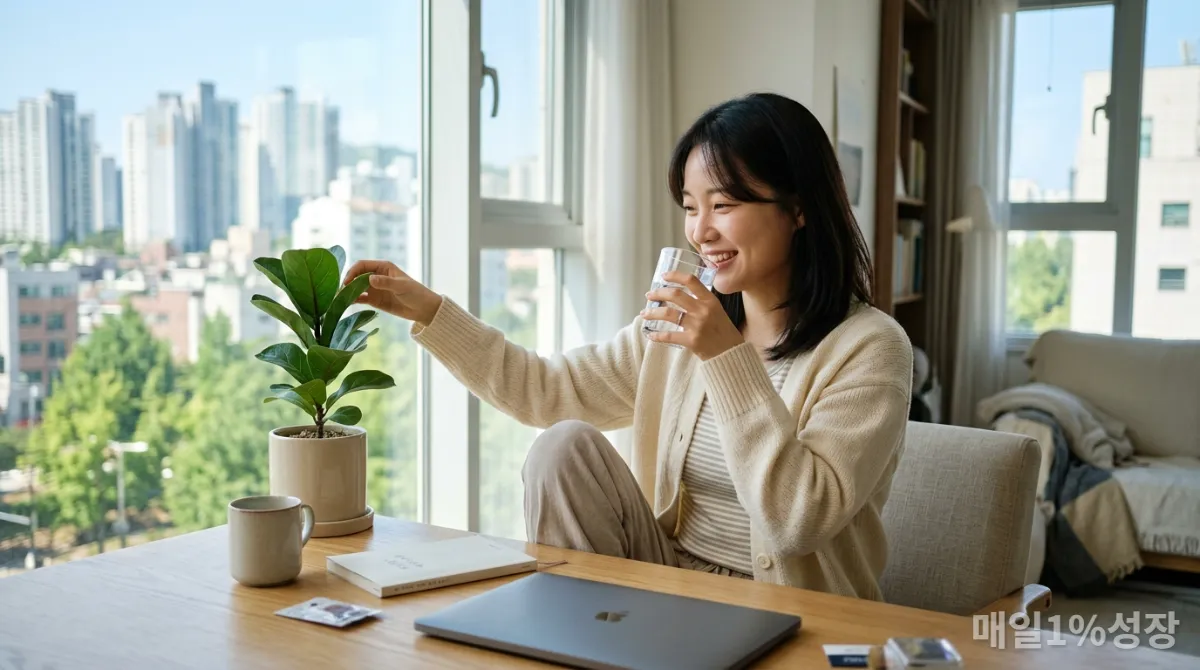 일상에서 실천하는 회복 탄력성 습관을 보여주는 이미지