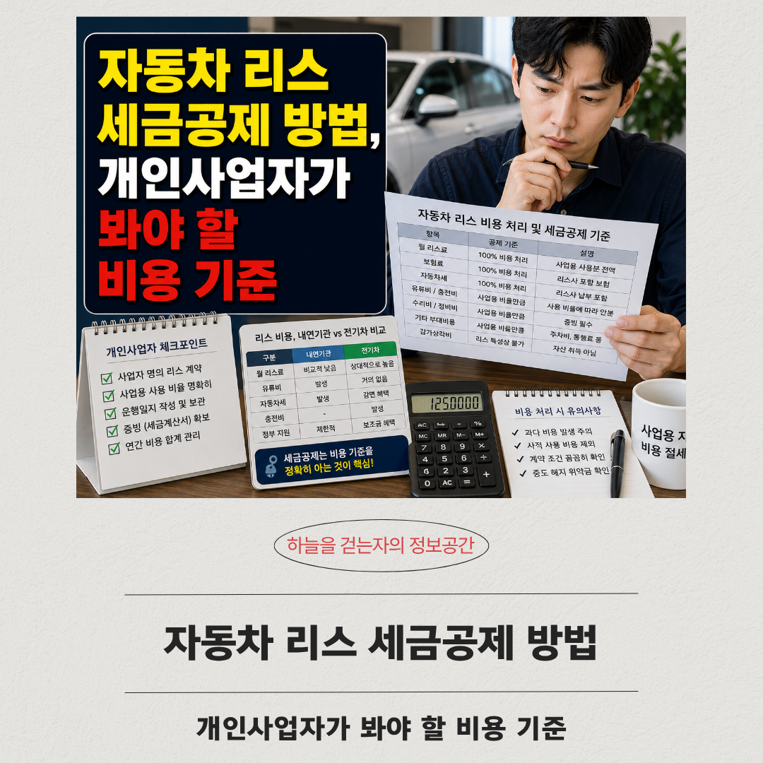 자동차 리스 세금공제 방법, 개인사업자가 봐야 할 비용 기준