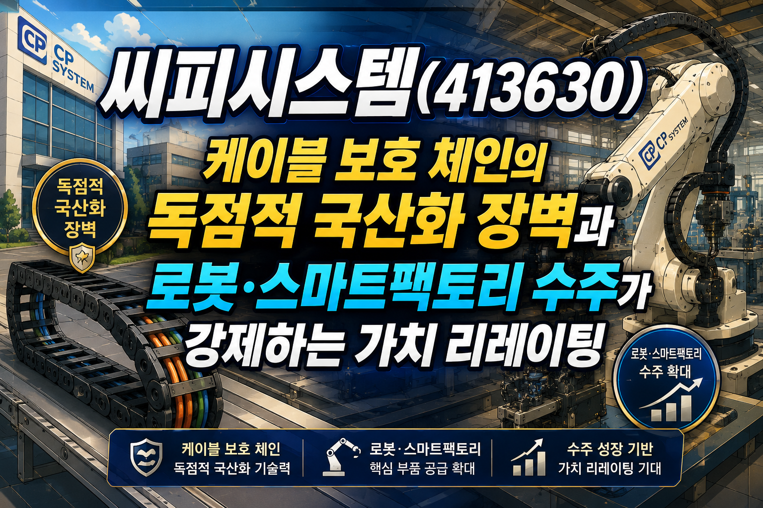 씨피시스템(413630)｜케이블 보호 체인의 독점적 국산화 장벽과 로봇&middot;스마트팩토리 수주가 강제하는 가치 리레이팅