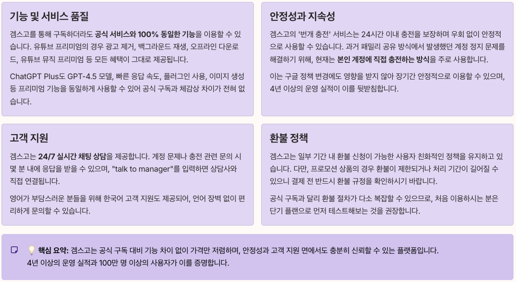 겜스고 vs 공식 구독 차이 정리