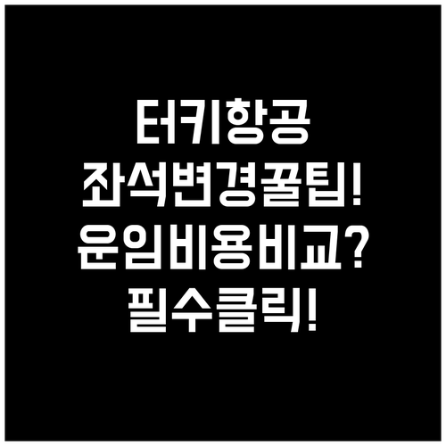 터키항공 좌석 변경 방법과 운임별 비..