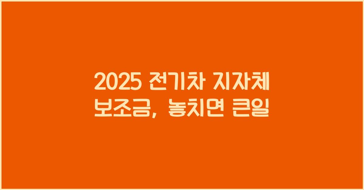 2025 전기차 지자체 보조금