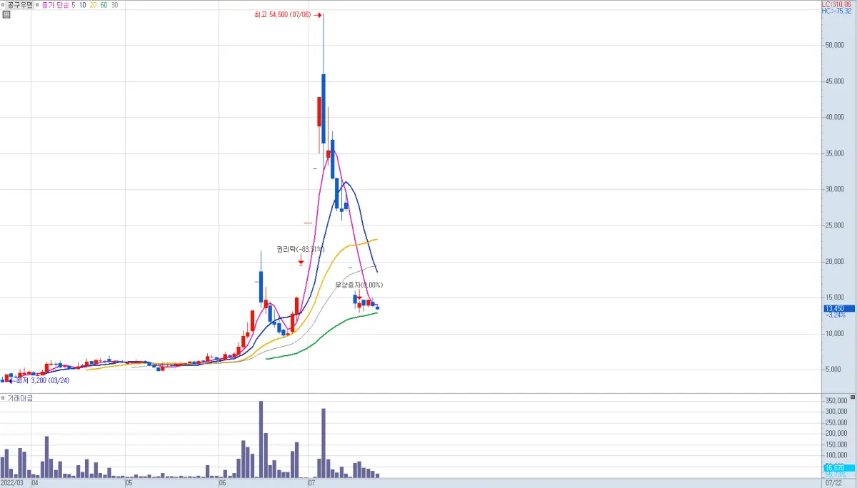 공구우먼 수정 주가 사용 차트