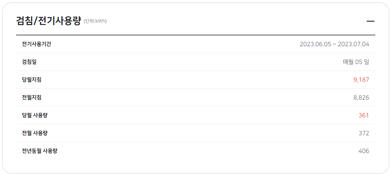 한전 전기요금 조회하기