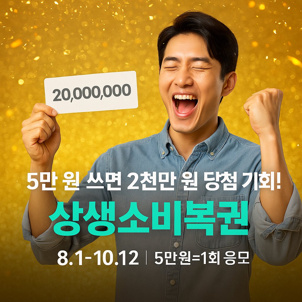 상생소비복권 5만 원 결제 시 2천만 원 당첨 기회 이벤트 안내