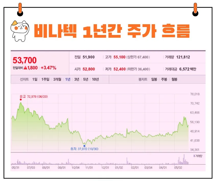 비나텍 주가
