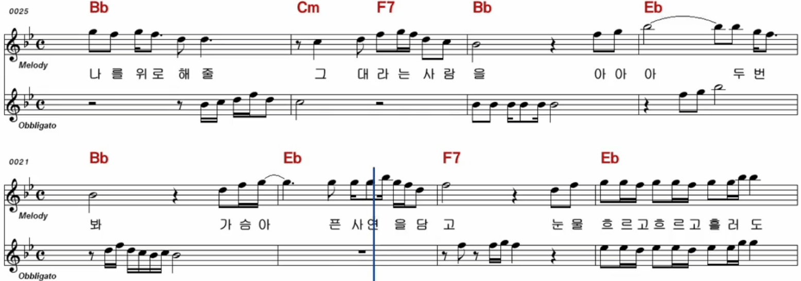 금잔디 일편단심 악보