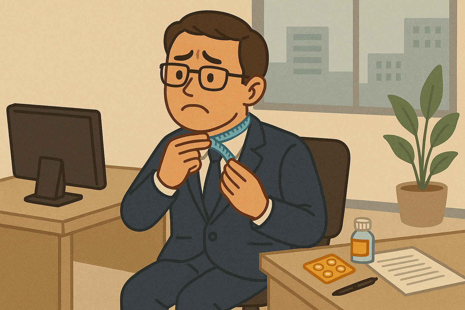 갑상선 관리하는 직장인의 모습