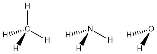 CH4 NH3 H2O geometry