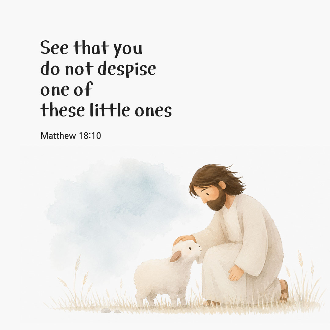 Today's Bible verse card Matthew 18:10 scripture image