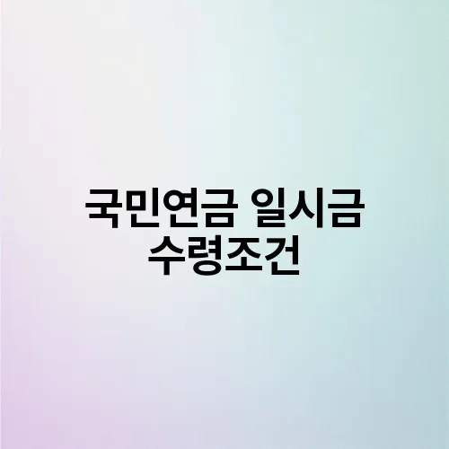 국민연금 일시금 수령조건