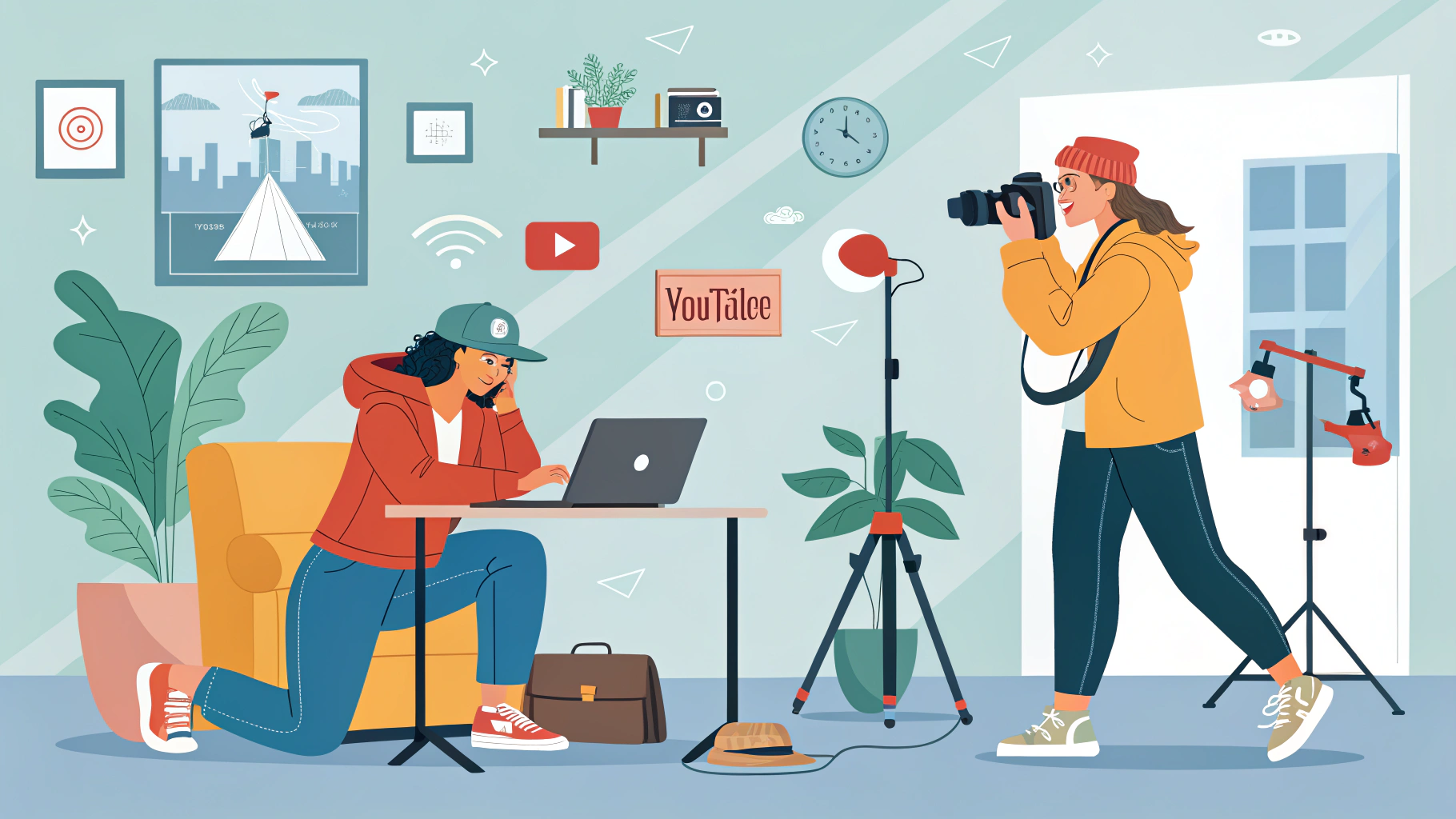 Millennials and Gen Z세대가 유튜브를 찍고있는 모습