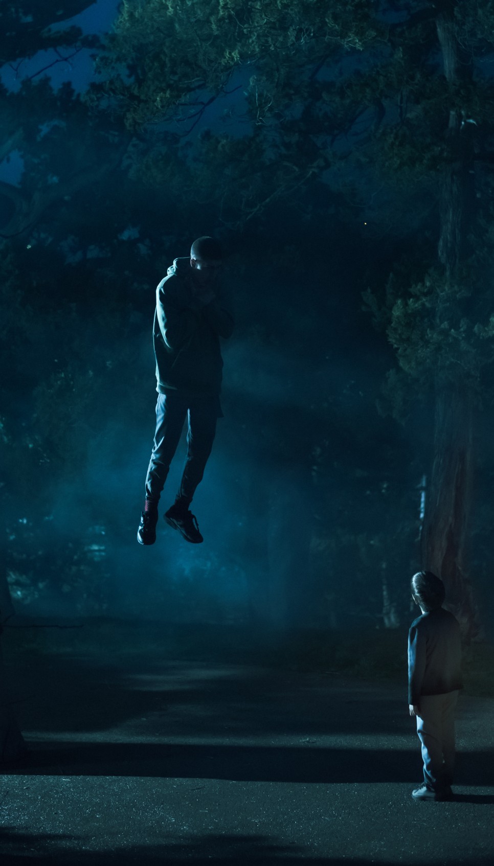 남자가 나무에 매달려 있는 모습