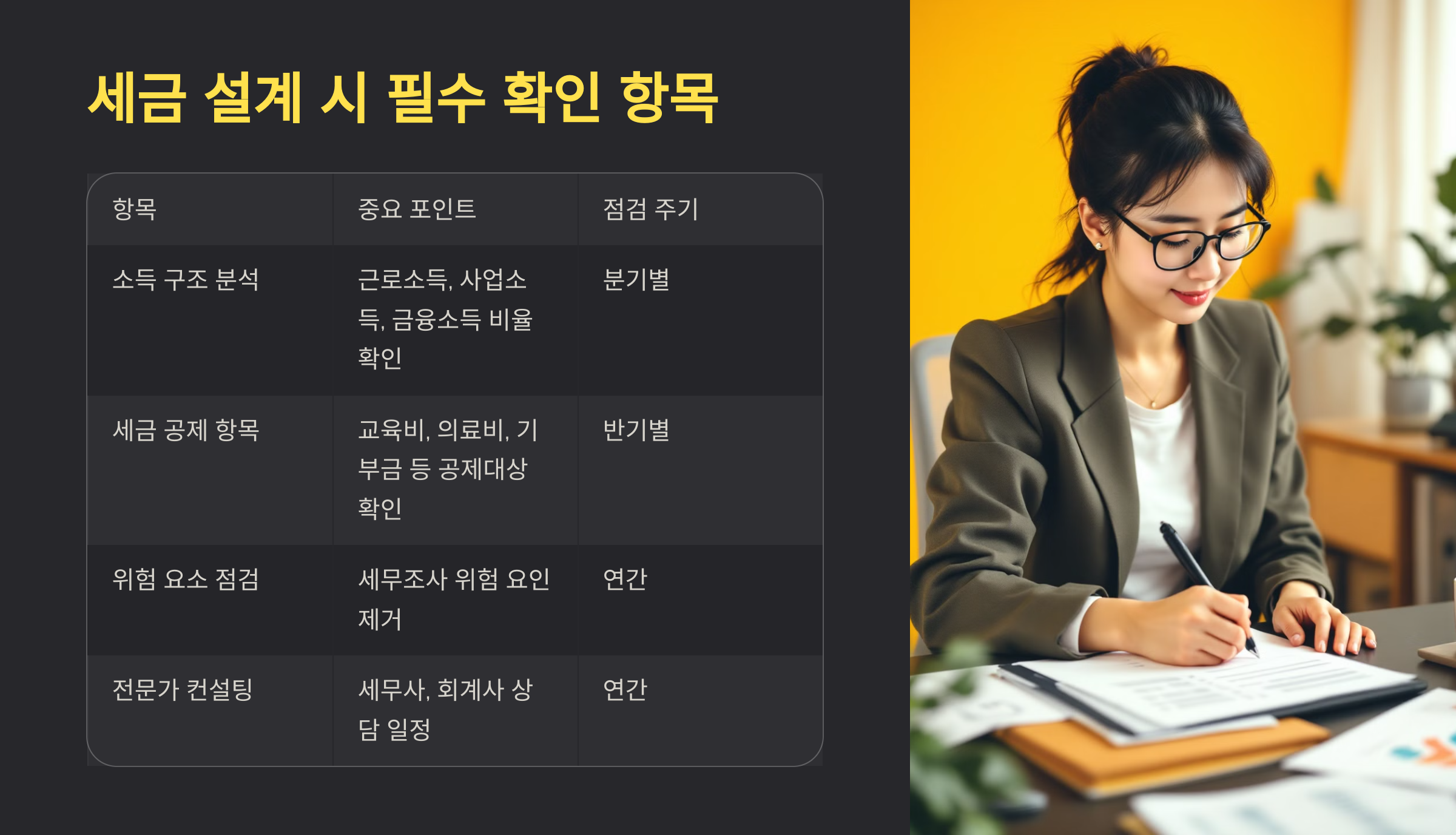 세금 설계 시 꼭 확인할 항목