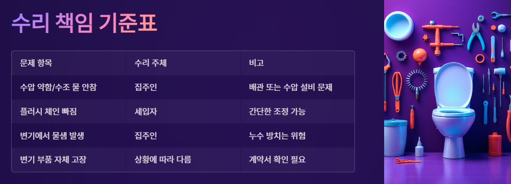 세입자와 집주인 수리 책임 기준