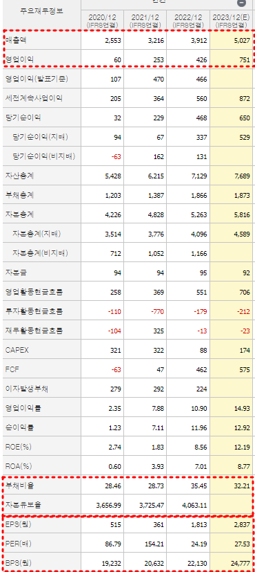 와이지 재무제표