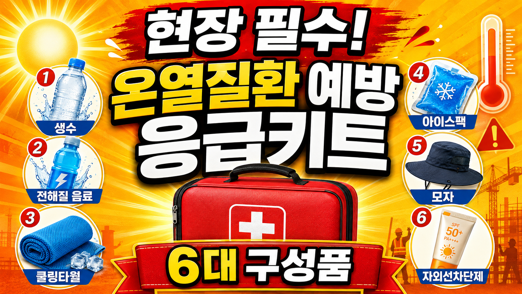현장 필수! '온열질환 예방 응급키트' 6대 구성품