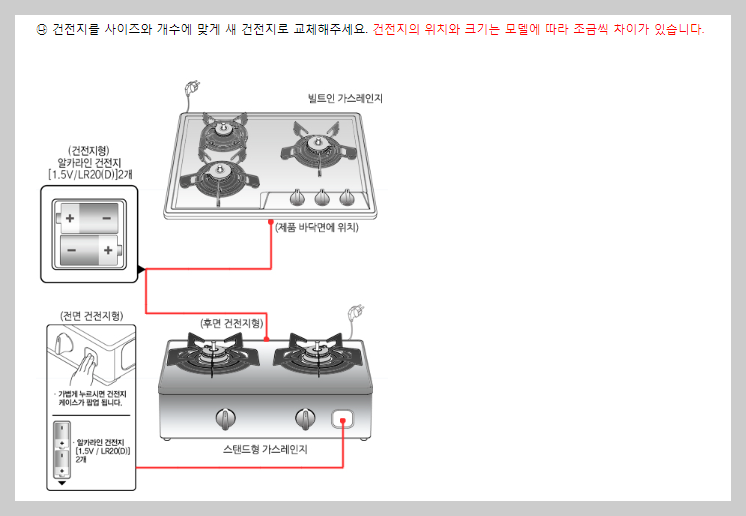 린나이 가스렌지 건전지 교체 방법
