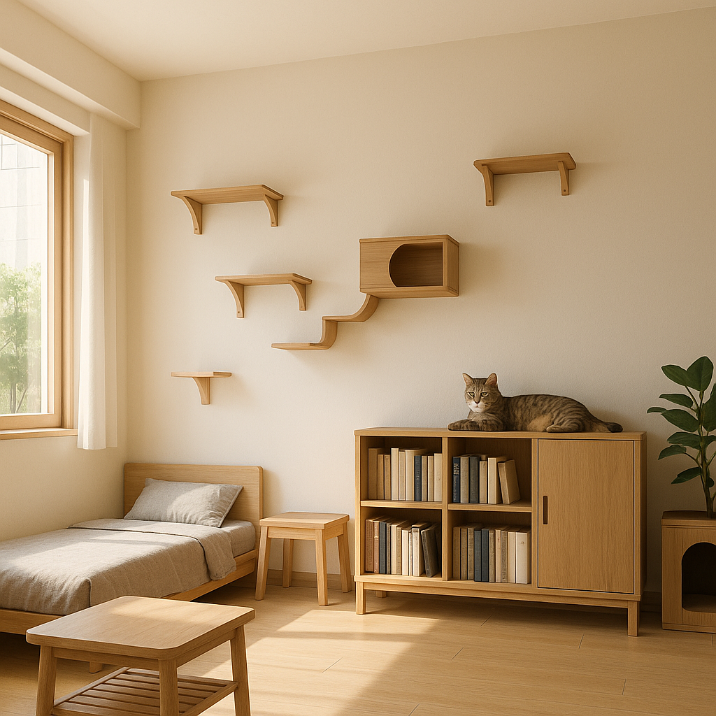 고양이에게 맞춤으로 설계되어있는 거실의 모습