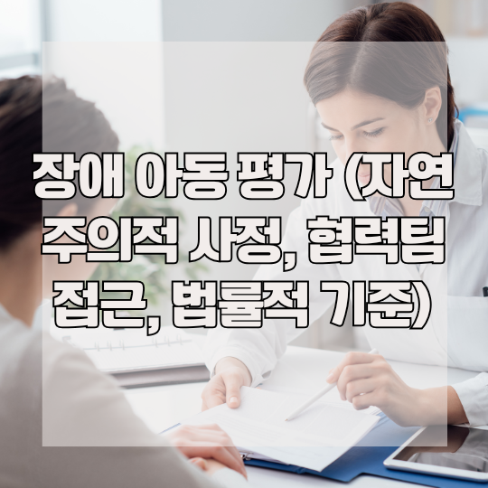 장애 아동 평가 (자연주의적 사정, 협력팀 접근, 법률적 기준)