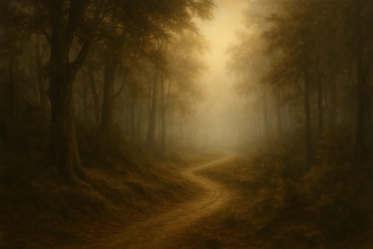 안개 낀 숲속 오솔길