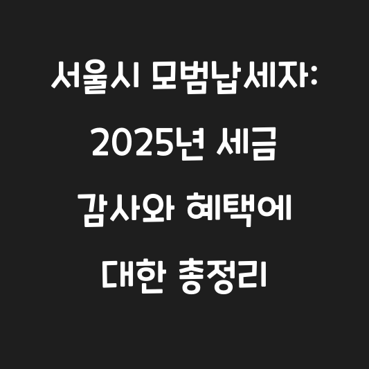 서울시 모범납세자: 2025년 세금 감사와 혜택에 대한 총정리 대표 이미지